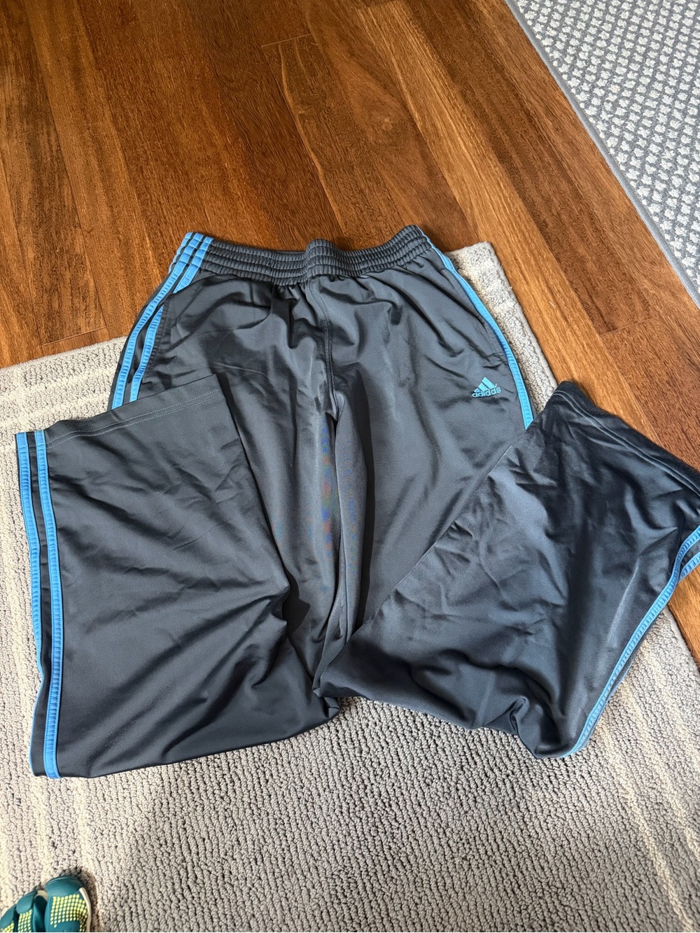 adidas Black Track Pants with Blue Trim